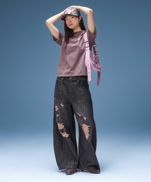 X-girl(エックスガール)の「DISTRESSED BAGGY DENIM PANTS(デニムパンツ・レディース・ブラック/インディゴブルー・S/M/XS)」の18枚目の写真