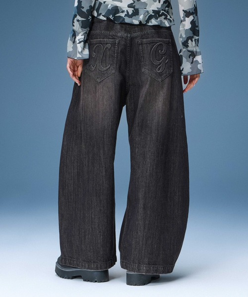 X-girl(エックスガール)の「DISTRESSED BAGGY DENIM PANTS(デニムパンツ・レディース・ブラック/インディゴブルー・S/M/XS)」の15枚目の写真