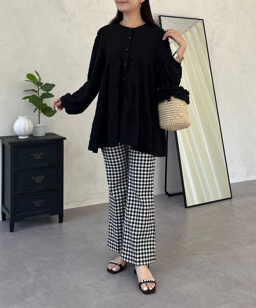 prose verse（プロズヴェール）の「シャーリングシアーティアードブラウス（シャツ/ブラウス・レディース・ブラック/サックスブルー/オフホワイト/ピンク/ベージュ・MEDIUM/LARGE）」の18枚目の写真