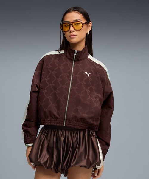 PUMA(プーマ)の「PUMA プーマ ウィメンズ T7 ジャガード ウーブン リラックスド トラックジャ(ブルゾン・レディース・ブラウン系その他4/ブラック・MEDIUM/SMALL/LARGE)」の2枚目の写真