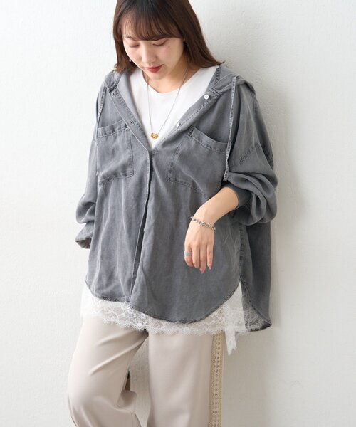 Remind me and forever(リマインドミーアンドフォーエバー)の「【プチプラ/即着映え!】裾レースノースリプルオーバー(シャツ/ブラウス・レディース・アイボリー/ブラック・FREE)」の13枚目の写真