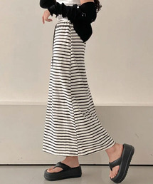 ボーダー Aライン ロングスカート