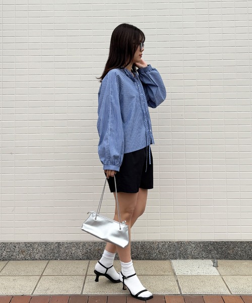 ISOOK（アイスー）の「【ISOOK / アイスー】フリルネックストライプブラウス / 柄シャツ 長袖 春服 春トップス ボタン ブルー ホワイト ZOZOTOWN限定（シャツ/ブラウス・レディース・ブルー/ホワイト・FREE）」の22枚目の写真