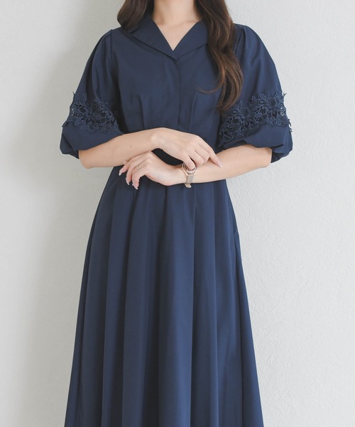 MISCH MASCH(ミッシュマッシュ)の「2026春夏新作 レース切替バルーンスリーブシャツワンピース(シャツワンピース・レディース・グレー/ブルー/ネイビー・M/S)」の9枚目の写真