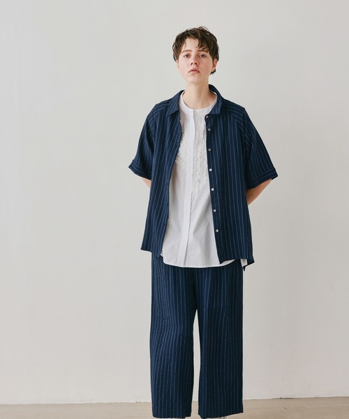 Kelen(ケレン)の「「KELEN / ケレン」リネン混ピンストライプパンツ(その他パンツ・レディース・ブラウン/ナチュラル/ネイビー・M/S)」の4枚目の写真