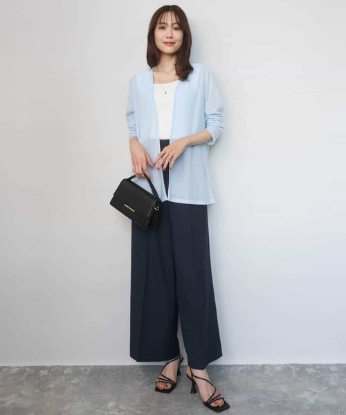 MK MICHEL KLEIN（エムケーミッシェルクラン）の「[洗える]コットン混シアーラメカーディガン（カーディガン/ボレロ・レディース・ライトグレー/ライトブルー/ネイビー・38）」の14枚目の写真