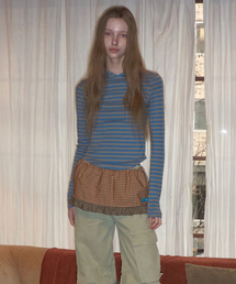 Check Frill layered skirt_ Mustard