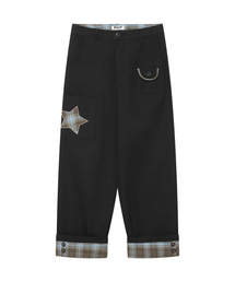 BAUF（バウフ）の「チェックロールアップパンツ[ブラック]（その他パンツ）」