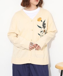 EMAGO 植木鉢花刺繍カーデ 長袖