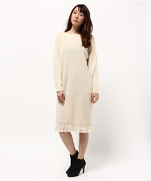 【WHO'S WHO gallery】SV裾フリンジニットロングOP