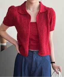 ＆soiree（アンドソワレ）の「ポロカラーリブニットアンサンブルトップス（アンサンブル）」