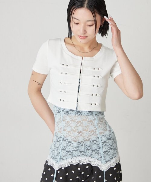 WHO'S WHO gallery(フーズフーギャラリー)の「【WEB限定サイズあり】ナポレオンショート半袖トップス(Tシャツ/カットソー・レディース・オフホワイト/ブラック/イエロー/ピンク・MEDIUM/SMALL)」の15枚目の写真