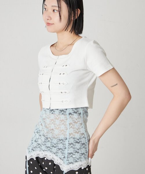 WHO'S WHO gallery(フーズフーギャラリー)の「【WEB限定サイズあり】ナポレオンショート半袖トップス(Tシャツ/カットソー・レディース・オフホワイト/ブラック/イエロー/ピンク・MEDIUM/SMALL)」の16枚目の写真