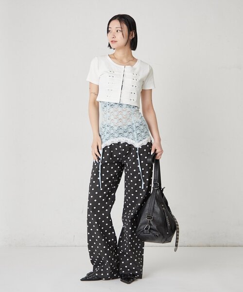 WHO'S WHO gallery(フーズフーギャラリー)の「【WEB限定サイズあり】ナポレオンショート半袖トップス(Tシャツ/カットソー・レディース・オフホワイト/ブラック/イエロー/ピンク・MEDIUM/SMALL)」の20枚目の写真