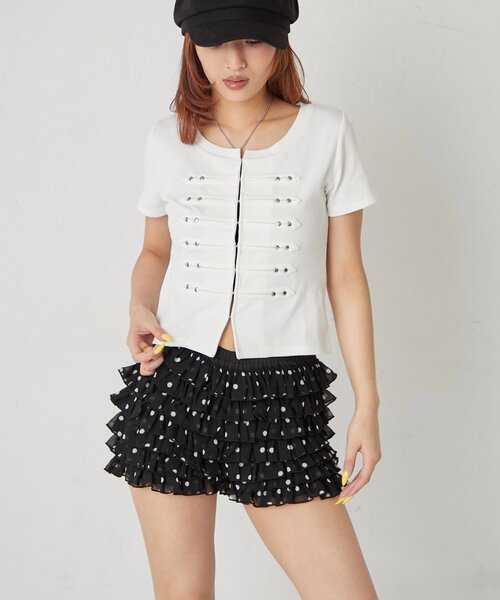 WHO'S WHO gallery(フーズフーギャラリー)の「【WEB限定サイズあり】ナポレオンショート半袖トップス(Tシャツ/カットソー・レディース・オフホワイト/ブラック/イエロー/ピンク・MEDIUM/SMALL)」の21枚目の写真