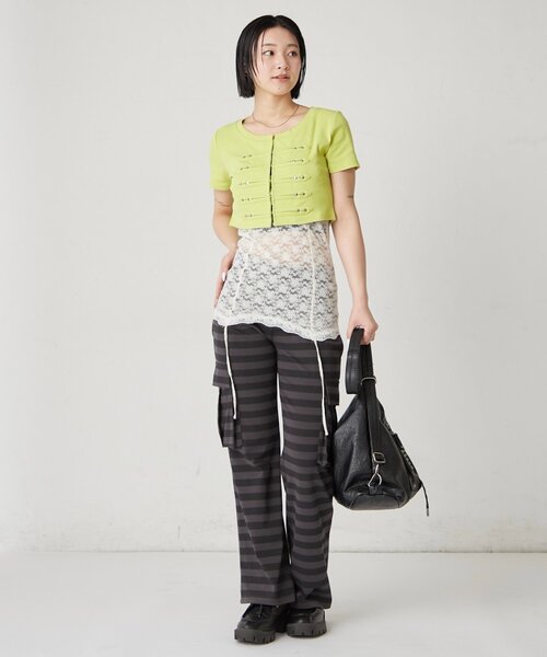 WHO'S WHO gallery(フーズフーギャラリー)の「【WEB限定サイズあり】ナポレオンショート半袖トップス(Tシャツ/カットソー・レディース・オフホワイト/ブラック/イエロー/ピンク・MEDIUM/SMALL)」の10枚目の写真