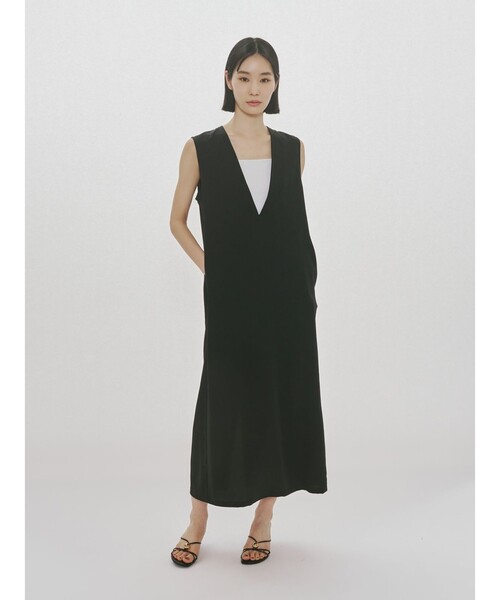 MIDIUMISOLID（ミディウミソリッド）の「MIDIUMISOLID for Ladies 2WAYスキッパーワンピース（ワンピース・レディース・チャコールグレー/ブラック・FREE）」の2枚目の写真