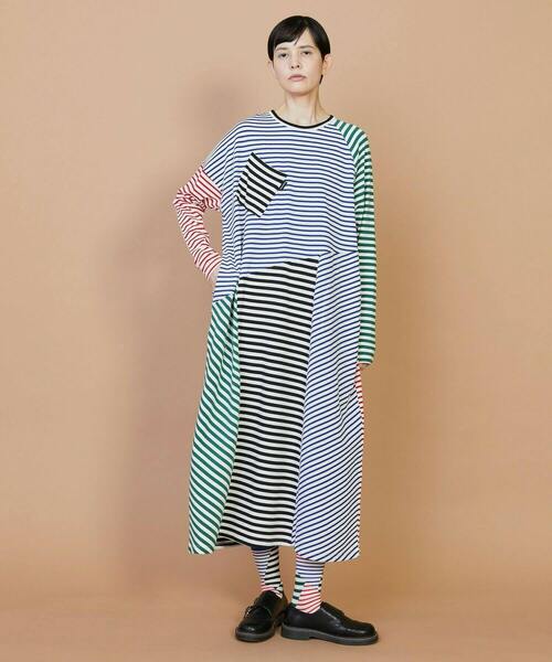 FRAPBOIS(フラボア)の「クワトロボーダー ワンピース(ワンピース・レディース・ブラック/マルチ・1)」の1枚目の写真