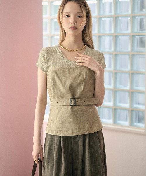 LAULEN（ローレン）の「linen belted bustier /リネンベルト付きビスチェ（その他トップス・レディース・ブラウン/ベージュ・S/M）」の4枚目の写真