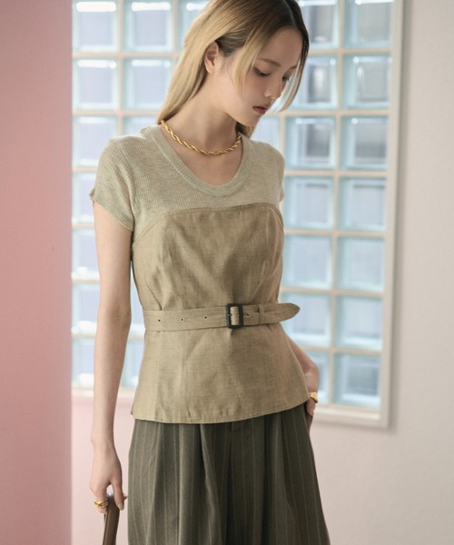 LAULEN（ローレン）の「linen belted bustier /リネンベルト付きビスチェ（その他トップス・レディース・ブラウン/ベージュ・S/M）」の3枚目の写真