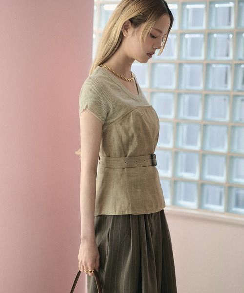 LAULEN（ローレン）の「linen belted bustier /リネンベルト付きビスチェ（その他トップス・レディース・ブラウン/ベージュ・S/M）」の6枚目の写真