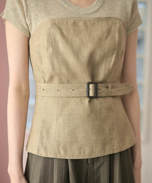 LAULEN（ローレン）の「linen belted bustier /リネンベルト付きビスチェ（その他トップス・レディース・ブラウン/ベージュ・S/M）」の16枚目の写真