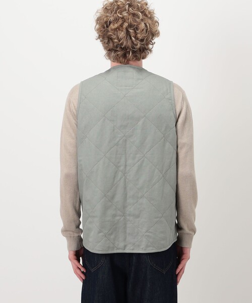 LAVENHAM(ラベンハム)の「LAVENHAM UNWADDED THORNHAM リネンコットン キルティングベスト(ベスト・メンズ・ライトグリーン/ブラック・M/L)」の6枚目の写真