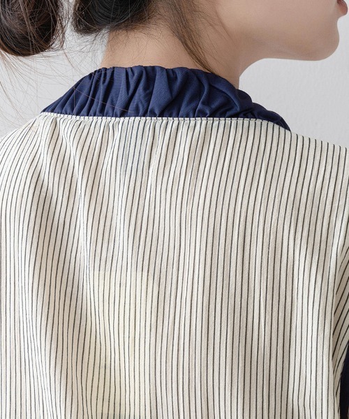 ReRe(リリ)の「ストライプ×配色デザインブラウス(シャツ/ブラウス・レディース・ベージュ・MEDIUM/LARGE/X-LARGE)」の9枚目の写真