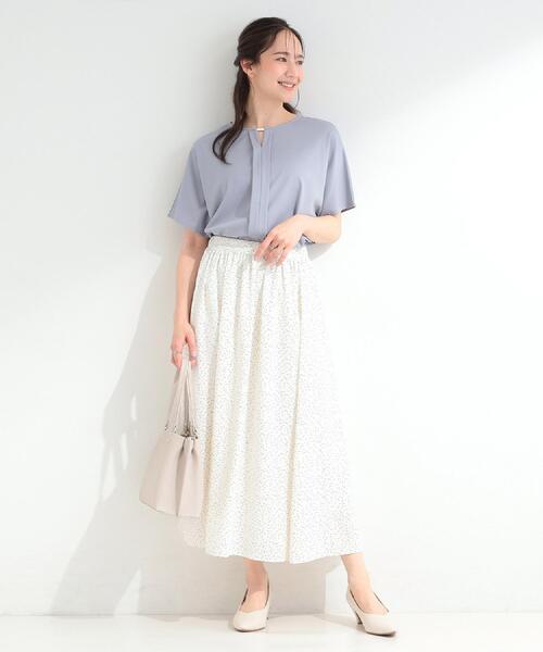 SHOO・LA・RUE(シューラルー)の「【UV/セットアップ可/S-LL】洗濯後しわになりにくい ふんわり涼やか ドット柄フレアスカート(スカート・レディース・ネイビー系5/ホワイト系8・01/02/03/04)」の18枚目の写真