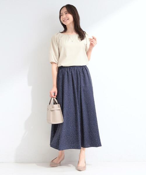 SHOO・LA・RUE(シューラルー)の「【UV/セットアップ可/S-LL】洗濯後しわになりにくい ふんわり涼やか ドット柄フレアスカート(スカート・レディース・ネイビー系5/ホワイト系8・01/02/03/04)」の20枚目の写真