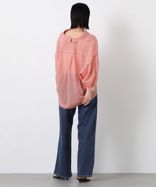 Gready Brilliant(グレディブリリアン)の「シアー天竺衿付きパフスリーブカットソー(Tシャツ/カットソー・レディース・コーラルピンク/ブラック/オフホワイト/ベージュ・FREE)」の16枚目の写真