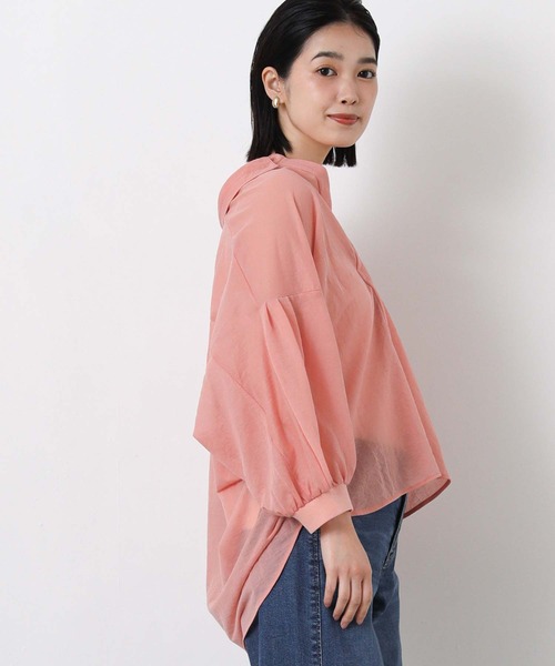 Gready Brilliant(グレディブリリアン)の「シアー天竺衿付きパフスリーブカットソー(Tシャツ/カットソー・レディース・コーラルピンク/ブラック/オフホワイト/ベージュ・FREE)」の13枚目の写真