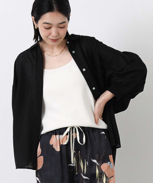 Gready Brilliant(グレディブリリアン)の「シアー天竺衿付きパフスリーブカットソー(Tシャツ/カットソー・レディース・コーラルピンク/ブラック/オフホワイト/ベージュ・FREE)」の19枚目の写真