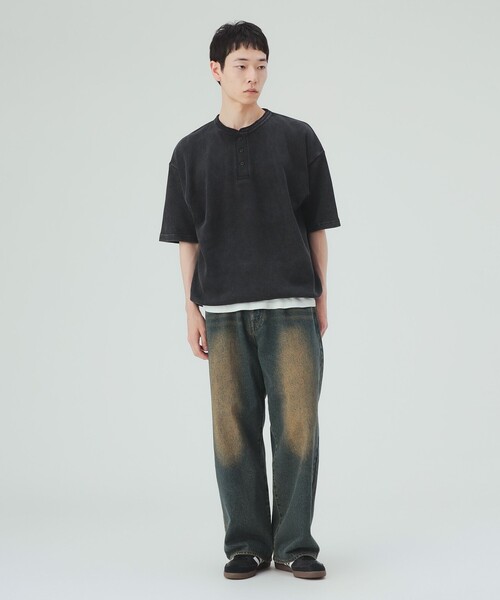 BEAMS HEART(ビームスハート)の「【7/9値下げ】加工 ヘンリーネック ワッフル Tシャツ(ユニセックス)(Tシャツ/カットソー・メンズ・ブラック/ブラウン・SMALL/MEDIUM/LARGE)」の8枚目の写真