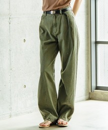 Maison INNESS | カラーデニムケミカル加工バレルレッグパンツ<大きいサイズ有>(デニムパンツ)