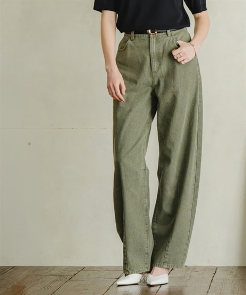 Maison INNESS(メゾンアイネス)の「カラーデニムケミカル加工バレルレッグパンツ<大きいサイズ有>(デニムパンツ・レディース・パープル/サンドベージュ/グリーン・4L/5L/S/M/L/LL/3L)」の18枚目の写真
