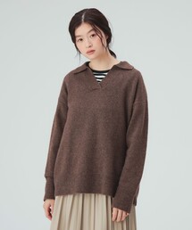 スキッパー襟 ニット プルオーバー