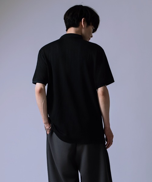 Crownor(クラウノアー)の「ウェーブジャガード 半袖ポロシャツ(ポロシャツ・メンズ・ブラック/グレー・LARGE/MEDIUM)」の13枚目の写真