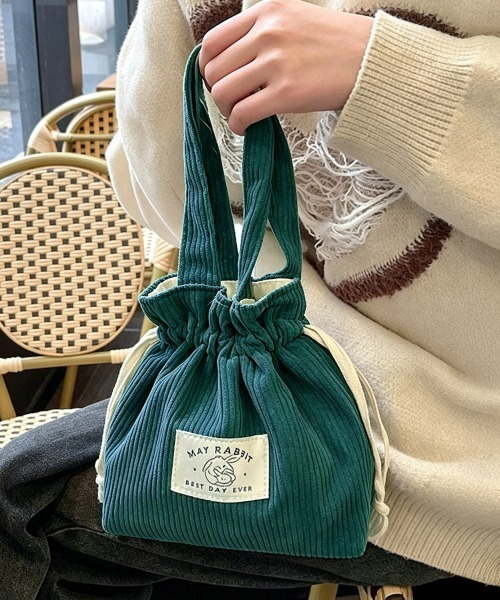 Miniministore(ミニミニストア)の「ミニトートバッグ コーデュロイ巾着鞄軽量(ハンドバッグ・レディース・ライトグレー/ライトブルー/ブラック/ベージュ/ダークグリーン/スモークピンク/ミント/ピンク/イエロー/アイボリー/キャメル・FREE)」の1枚目の写真
