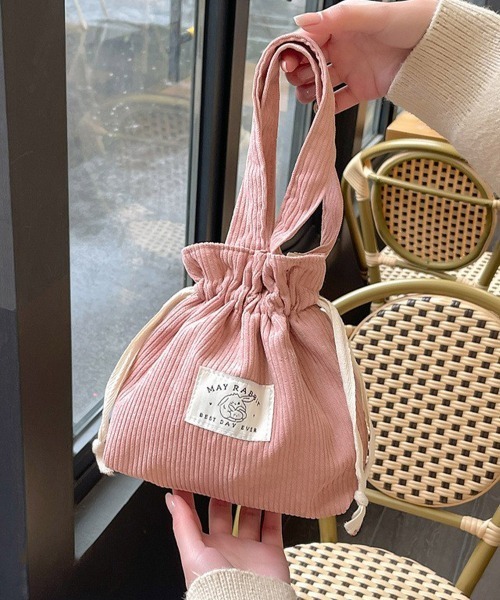 Miniministore(ミニミニストア)の「ミニトートバッグ コーデュロイ巾着鞄軽量(ハンドバッグ・レディース・ライトグレー/ライトブルー/ブラック/ベージュ/ダークグリーン/スモークピンク/ミント/ピンク/イエロー/アイボリー/キャメル・FREE)」の12枚目の写真