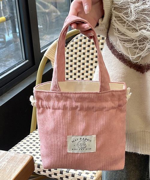 Miniministore(ミニミニストア)の「ミニトートバッグ コーデュロイ巾着鞄軽量(ハンドバッグ・レディース・ライトグレー/ライトブルー/ブラック/ベージュ/ダークグリーン/スモークピンク/ミント/ピンク/イエロー/アイボリー/キャメル・FREE)」の13枚目の写真