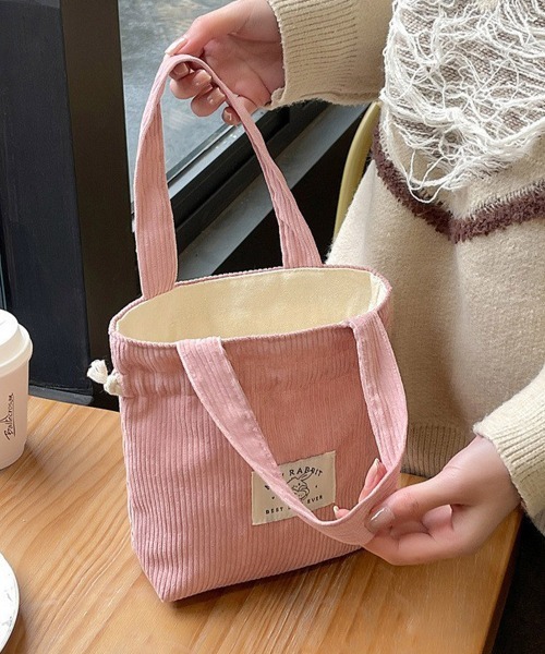 Miniministore(ミニミニストア)の「ミニトートバッグ コーデュロイ巾着鞄軽量(ハンドバッグ・レディース・ライトグレー/ライトブルー/ブラック/ベージュ/ダークグリーン/スモークピンク/ミント/ピンク/イエロー/アイボリー/キャメル・FREE)」の14枚目の写真