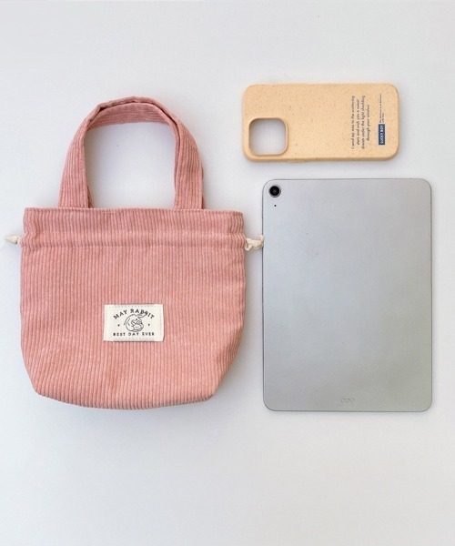 Miniministore(ミニミニストア)の「ミニトートバッグ コーデュロイ巾着鞄軽量(ハンドバッグ・レディース・ライトグレー/ライトブルー/ブラック/ベージュ/ダークグリーン/スモークピンク/ミント/ピンク/イエロー/アイボリー/キャメル・FREE)」の16枚目の写真