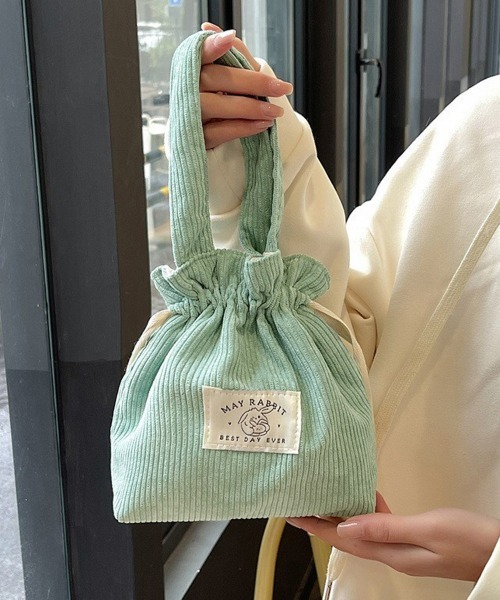 Miniministore(ミニミニストア)の「ミニトートバッグ コーデュロイ巾着鞄軽量(ハンドバッグ・レディース・ライトグレー/ライトブルー/ブラック/ベージュ/ダークグリーン/スモークピンク/ミント/ピンク/イエロー/アイボリー/キャメル・FREE)」の19枚目の写真