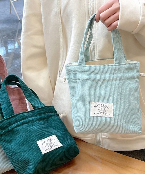 Miniministore(ミニミニストア)の「ミニトートバッグ コーデュロイ巾着鞄軽量(ハンドバッグ・レディース・ライトグレー/ライトブルー/ブラック/ベージュ/ダークグリーン/スモークピンク/ミント/ピンク/イエロー/アイボリー/キャメル・FREE)」の21枚目の写真