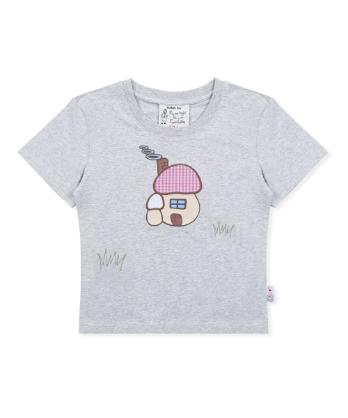 RuNaKi'Hu'(ルナキフ)の「WXT076 キノコハウス アプリケTシャツ (メランジグレー)(Tシャツ/カットソー・レディース・その他・1/2)」の5枚目の写真
