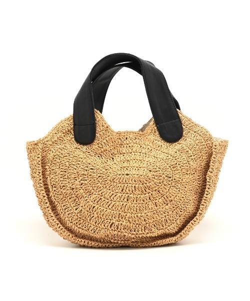 CLEDRAN(クレドラン)の「【ペーパー × 羊革】CL3959 HAND&WORK PAPER WIDE CIRCLE BAG(かごバッグ・レディース・ブラック/ダークベージュ・FREE)」の5枚目の写真
