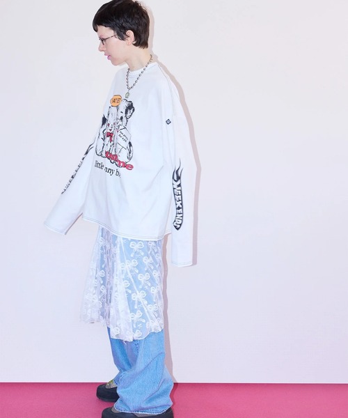 Little sunny bite（リトルサニーバイト）の「littlesunnybite/リトルサニーバイト/lovely big tee（Tシャツ/カットソー・レディース・ブラック/その他24/ホワイト・S/M）」の8枚目の写真