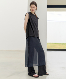 LEVAR（レバー）の「Sheer Layered Maxi Dress - Darknight Navy（ワンピース）」
