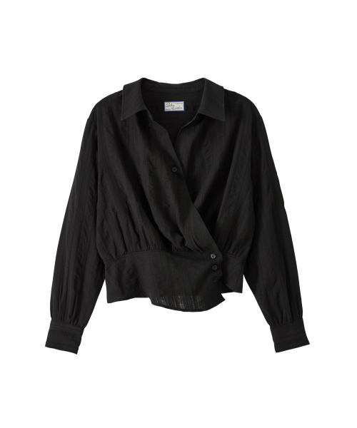 SALON DE YOHN（サロンドヨーン）の「Soft Cotton Wrap Blouse_ Black（シャツ/ブラウス・レディース・その他・FREE）」の2枚目の写真